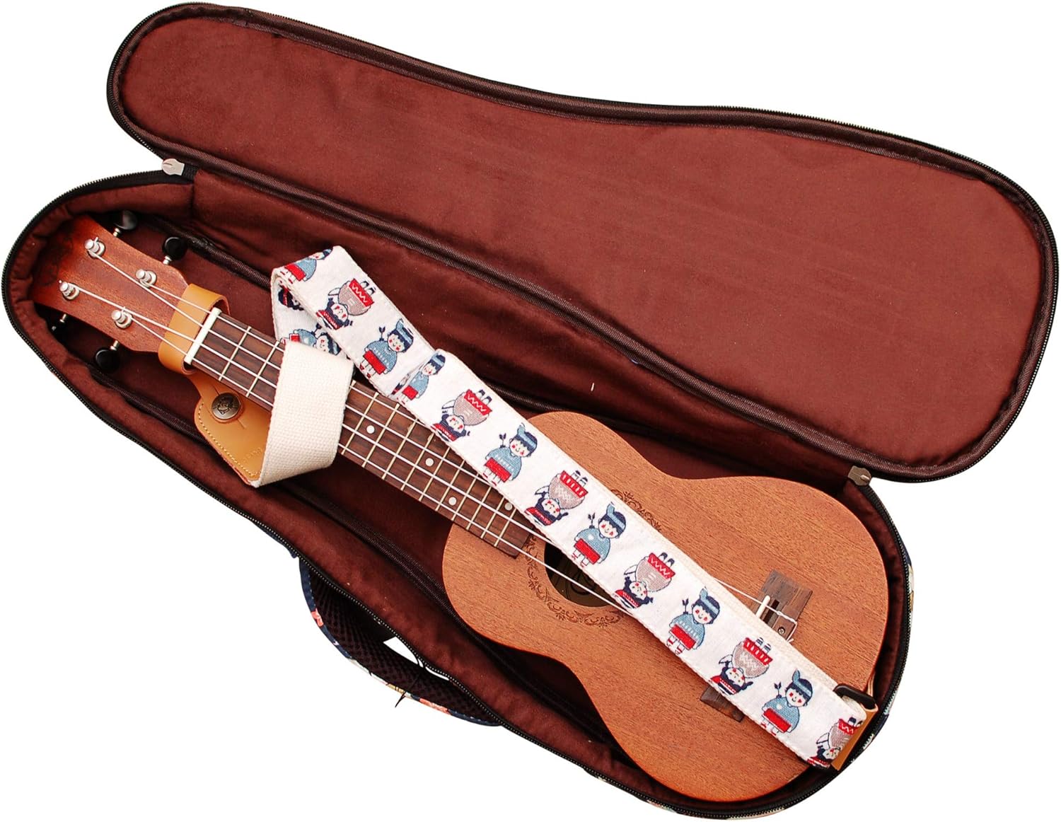 MUSIC FIRST Cute Cartoon Shiba Inu and Sakura Dog ukulele case ukulele bag ukulele cover, Original Design, (Fit for 23~24 inch Concert Ukulele, Blue)