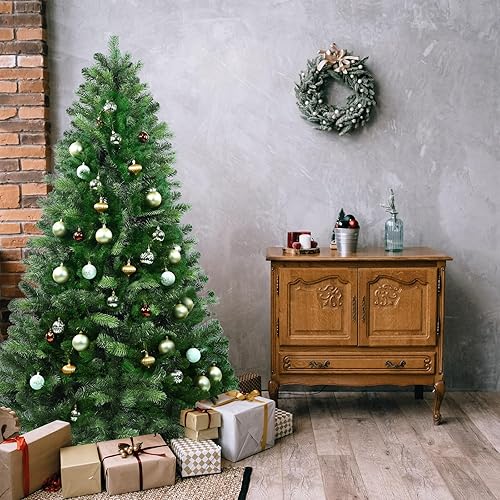 Miniatura 2 de Árbol de Navidad artificial de PVC de 6 pies para el hogar, oficina y decoración de fiestas, árbol de Navidad de abeto con bisagras de alta calidad