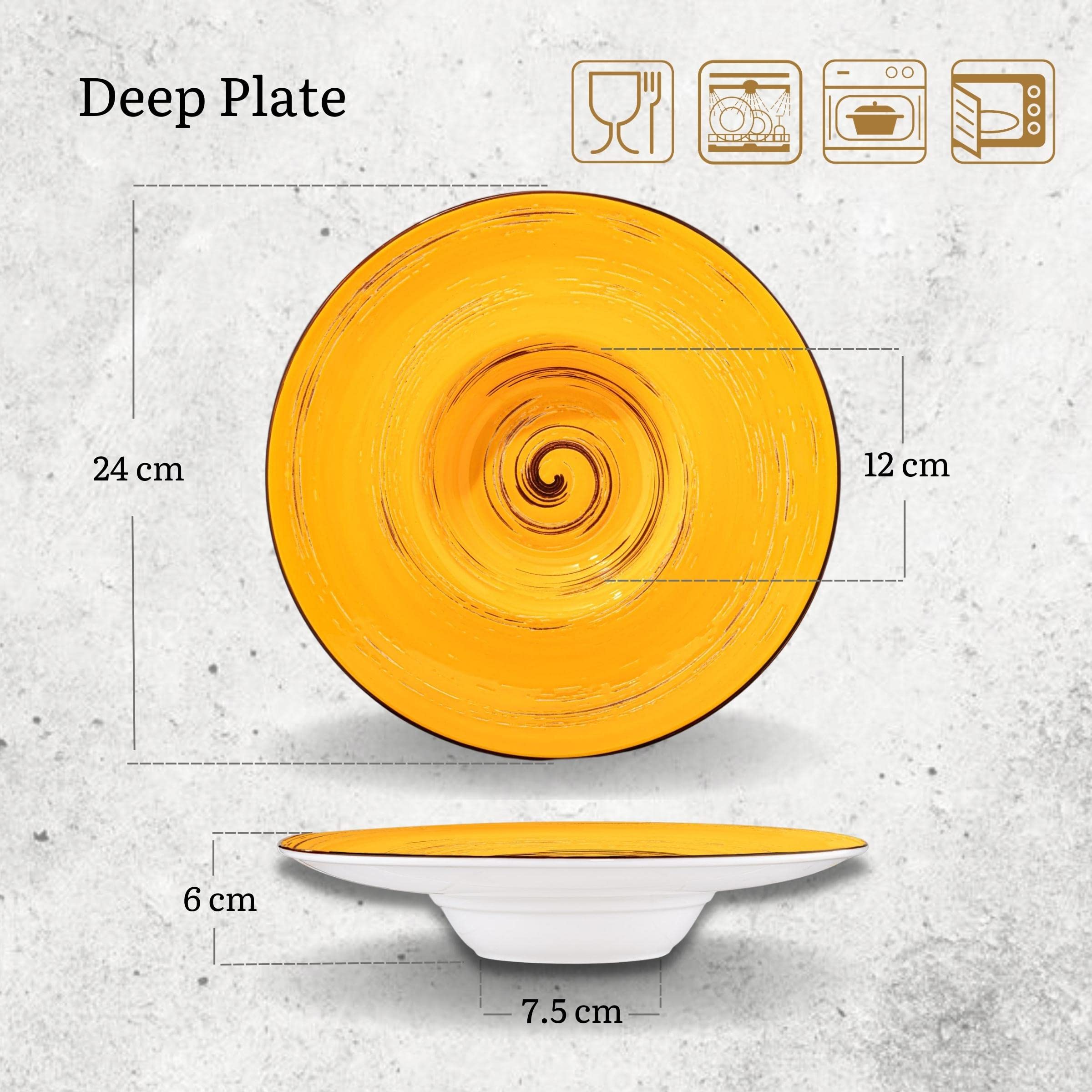 Wilmax Spiral - Juego de 2 platos hondos (2 unidades, elegantes, modernos, duraderos, seguros, porcelana esmaltada, resistente a los arañazos, apto para lavavajillas, para sopas, ensaladas, diámetro: