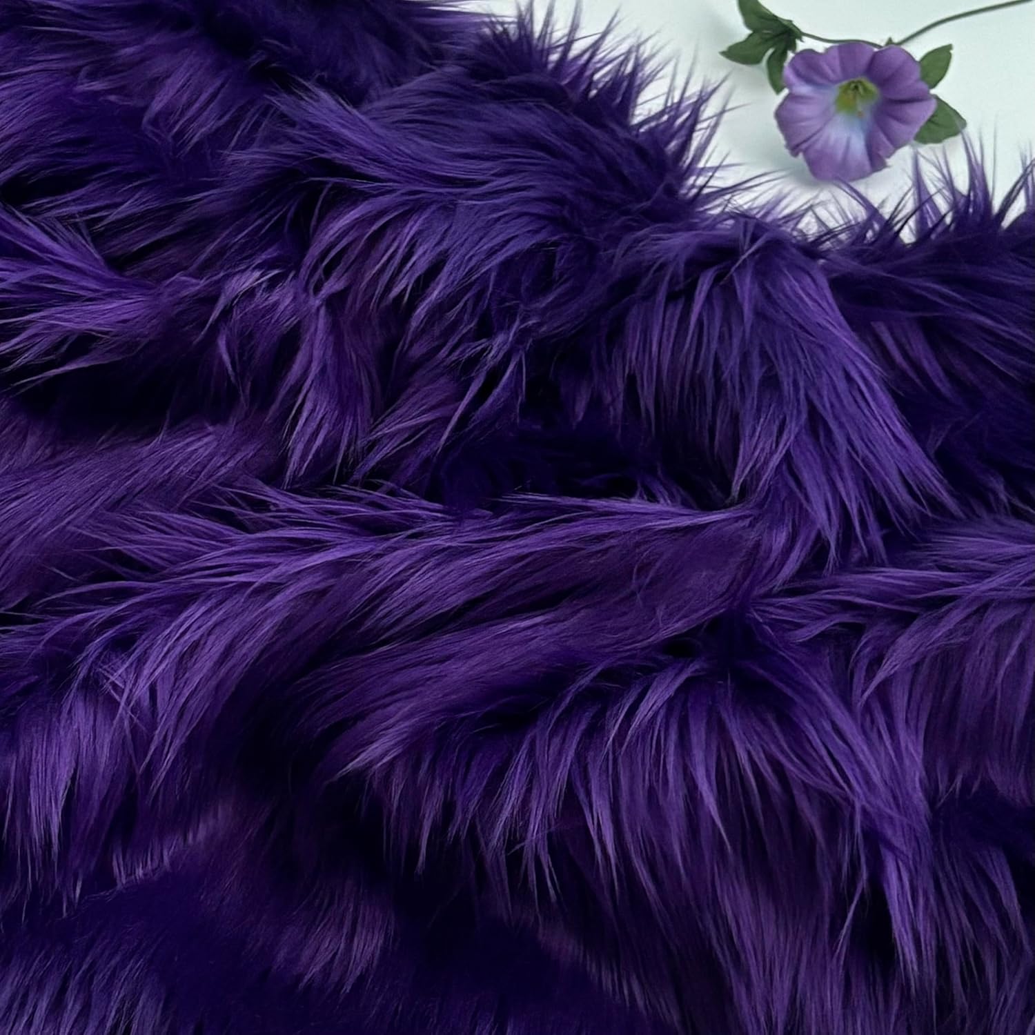 Bianna Dark Purple Luxury Faux Fur Fabric, by The Yard, American Seller, Shag Shaggy Material for Crafting, Sewing, Costumes, Fursuits, Home Decor (5x60 inches)
