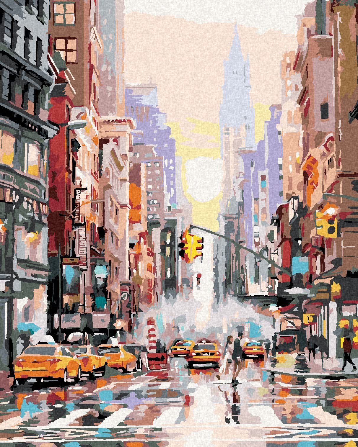 Malowanie według liczb - NEW YORK STREET I ŻÓŁTY TAXIS (RICHARD MACNEIL) 80 x 100 cm z blejtramem (już napięty)