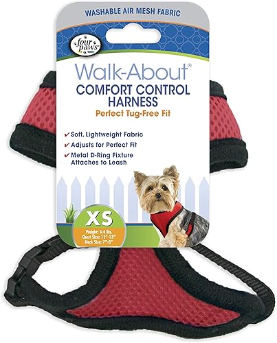 Four Paws Comfort Control - Arnés para perro, color rojo, extra pequeño