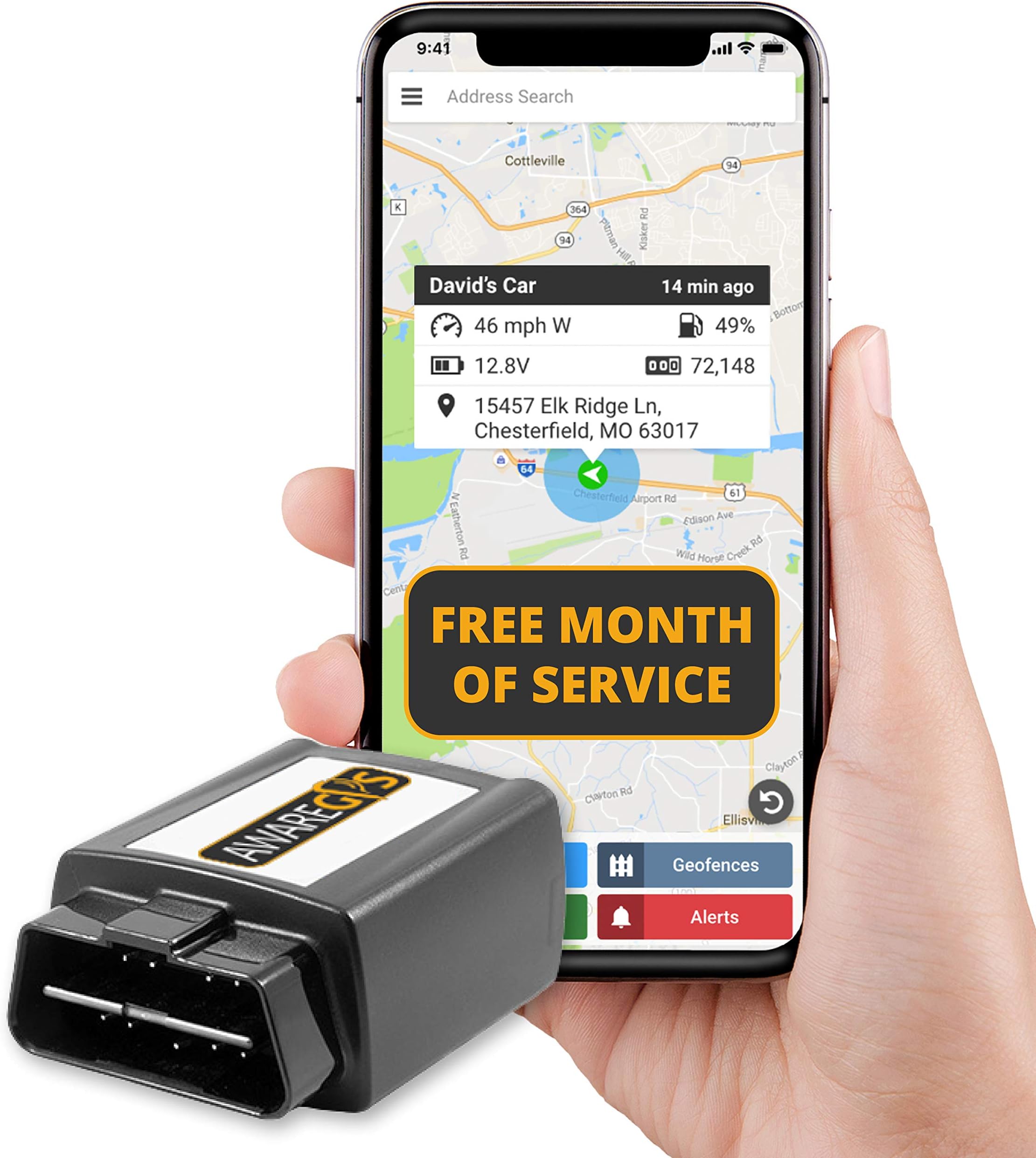 Aware GPS APAAS1P1 AwareGPS OBD 3G GPS Service with Free Month of Service, Vehicle Tracking Device, Car GPS and GPS System, OBD +1 Month