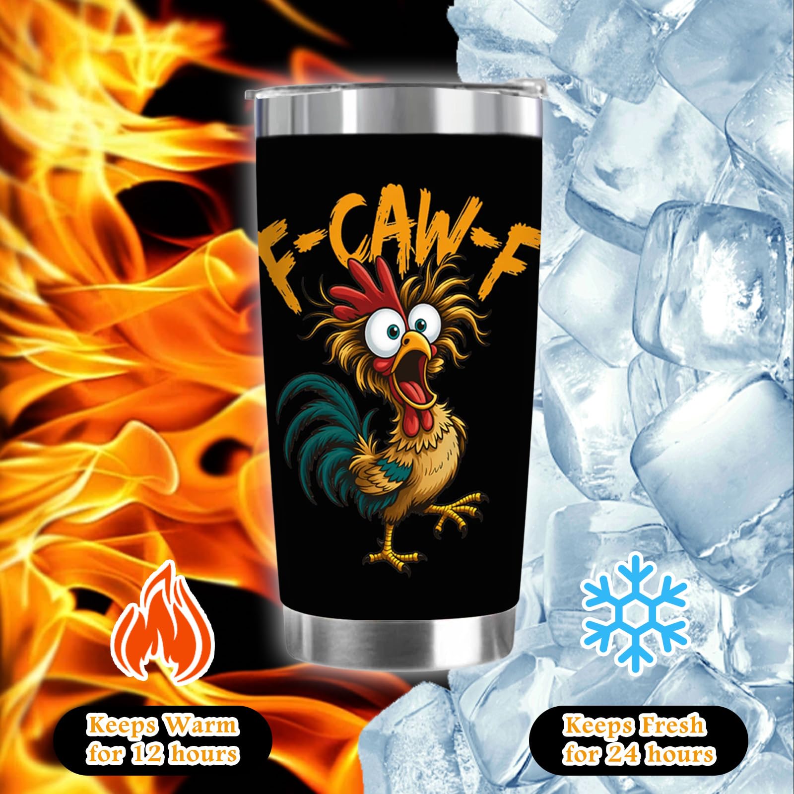 F-Caw-F Funny Chicken Insulated Coffee Cup - Image 4