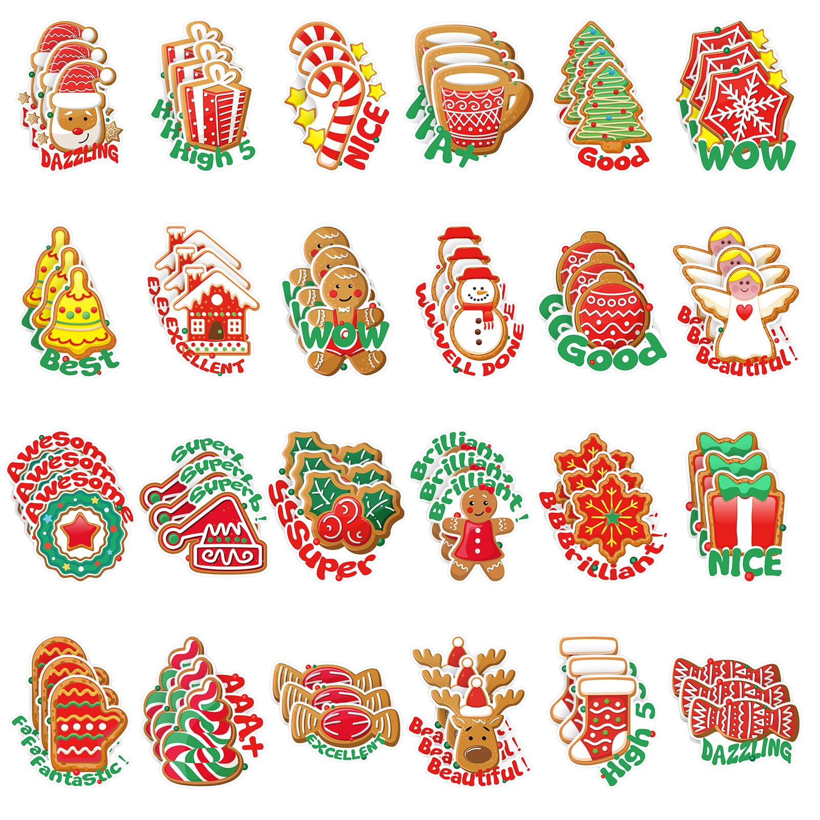 300 Pcs Christmas Scratch and Sniff Sticker for Kids Xmas Scented Motivational Stickers Holiday Teacher Reward Stickers Incentives Positive Stickers for Student Gift Classroom Supplies, 24 Styles