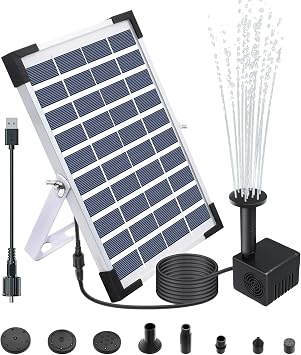 Lewisia 5W Solar Fountain Pump for Pool Pond Bird Bath Garden Decoration Submersible Fountain Pump Kit