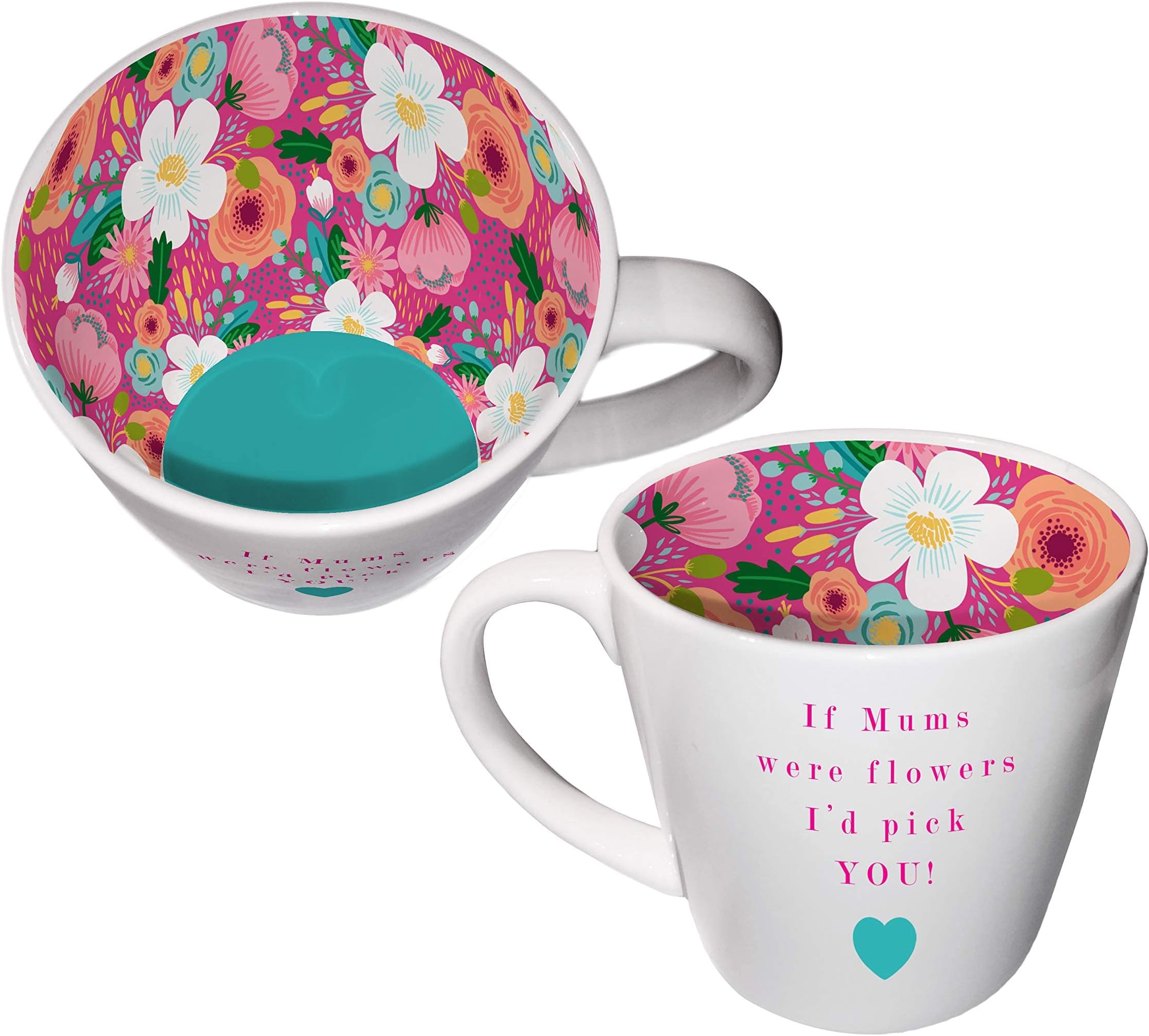 Two Up Two Down Inside Out Mugs - Decorated both on the Inside and Outside (Mum - Multi Flower)