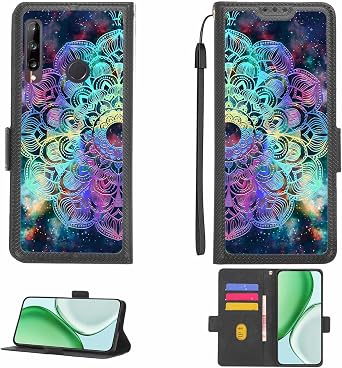 Aroepurt Case Compatible for Huawei P40 Lite E Phone Case Flip Cover [with Tempered Glass Screen Protector][RFID Blocking][Colorful Reflect Light] LPT-HTT