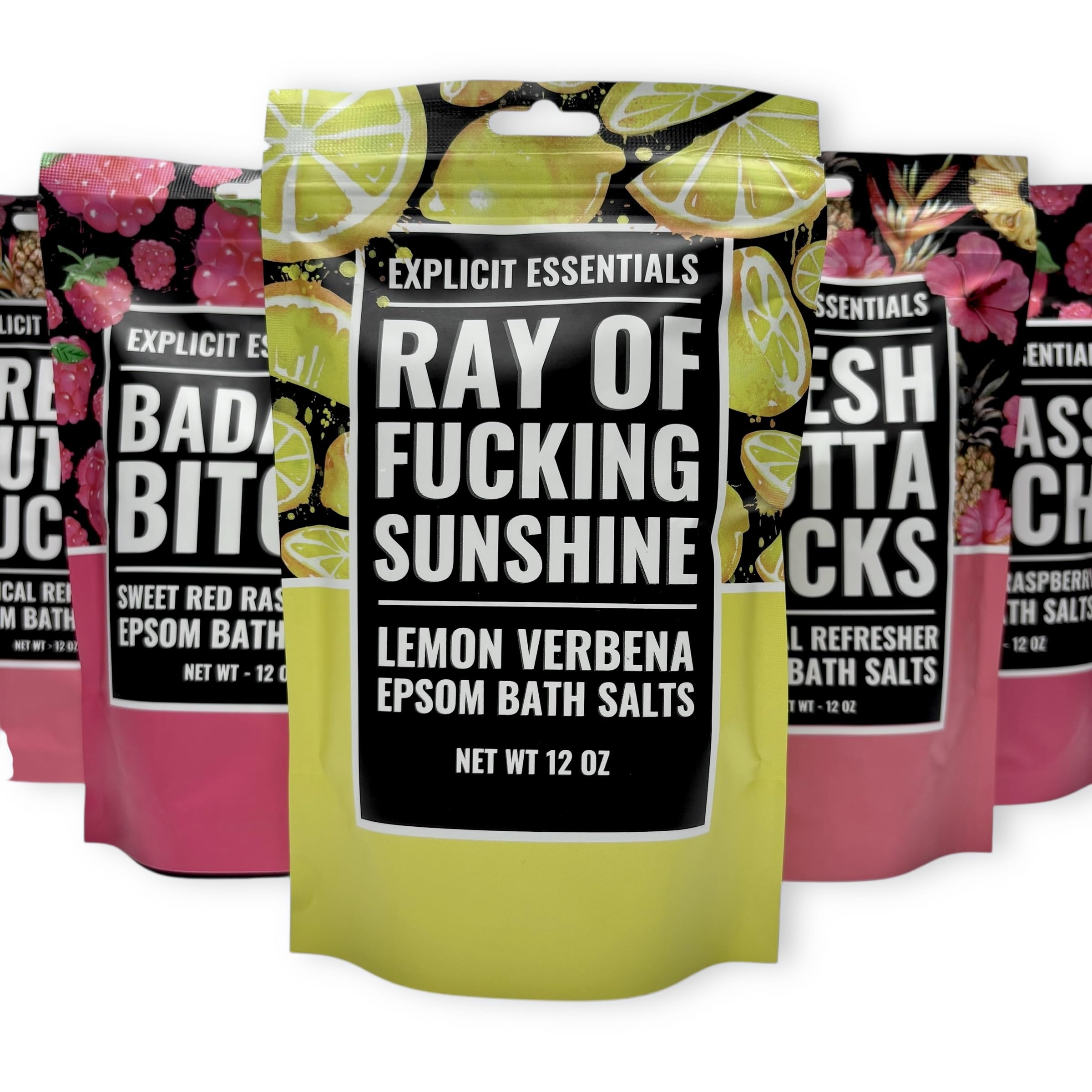 Bath Salt Gift Set for Women – 3-Pack of 12oz Aromatherapy Soaks – Relaxation Spa Gift – Sweet Raspberry, Lemon Verbena, Tropical Scented