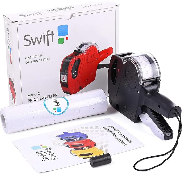 Swift Price Gun Kit with 5000 Labels and Spare Ink M8-22 Black