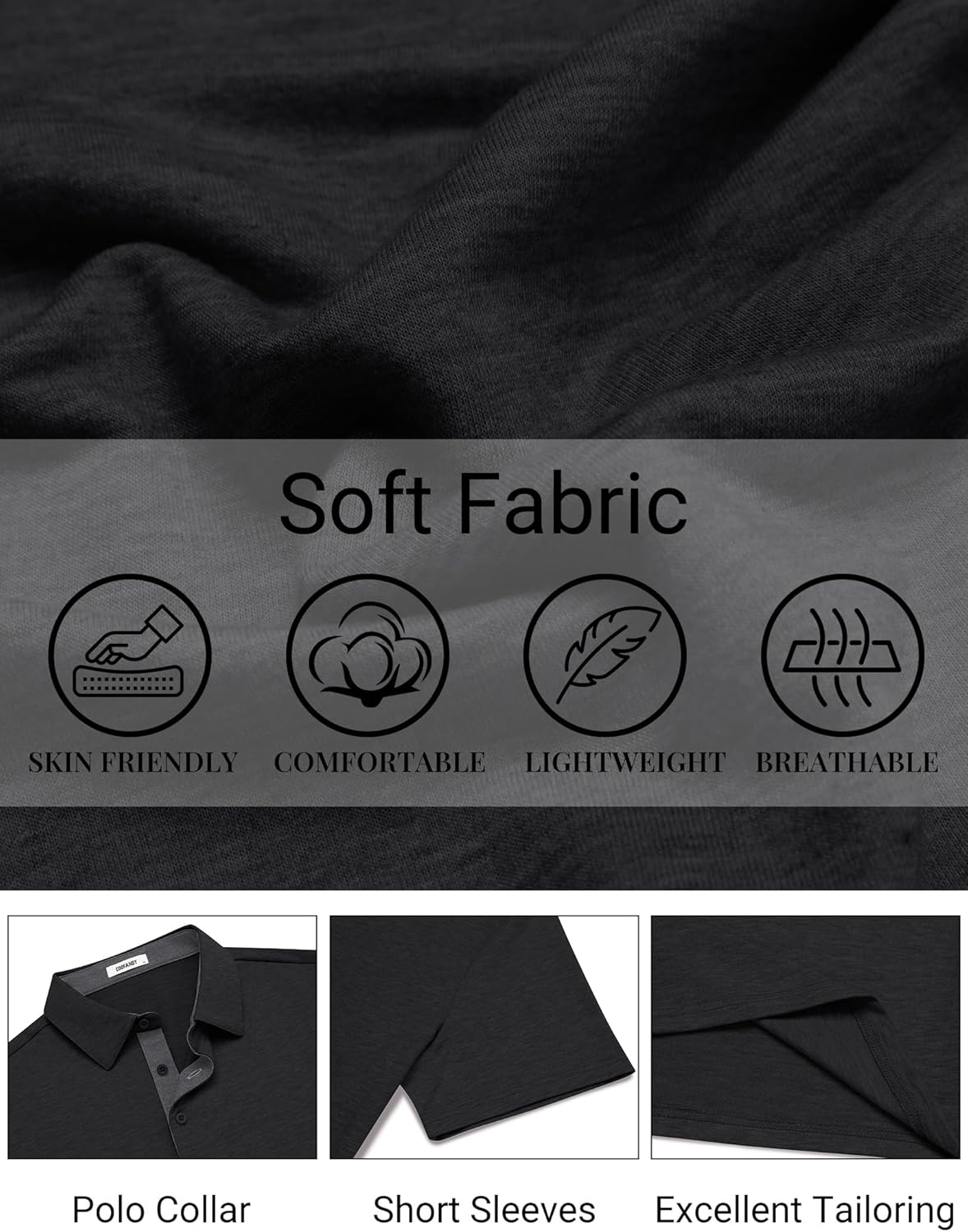 COOFANDY Mens Polo Shirts Short Sleeve Casual Summer Polo Tee Classic Collared Golf Stylish Tops - Image 5