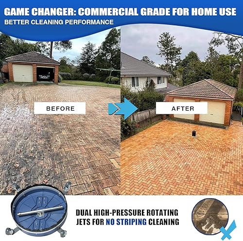 Miniatura 2 de MEKOH Limpiador de superficie para lavadora a presión de 20 pulgadas, 4500 PSI, accesorio de limpiador de superficie con ruedas, accesorio de