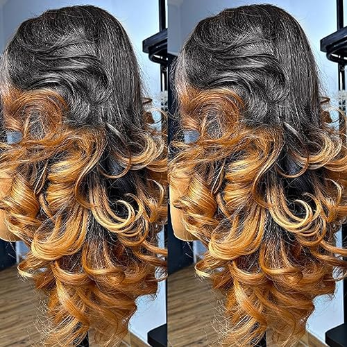 Miniatura 7 de Pelucas de cabello humano con encaje frontal de 13 x 6 pulgadas, cabello humano prearrancado, ondulado, HD, transparente, ombré, encaje frontal, con