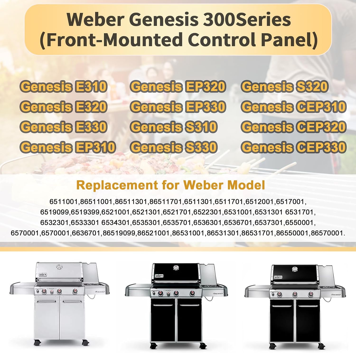 genesis grill parts for weber e310 e320 e330 ep310 ep320 ep330, 17.5” flavorizer bars 7620 heat deflector 7622 burner tube 62752 for weber genesis 300, grill replacement parts for weber accessories porcelain steel 2+5+3 burners