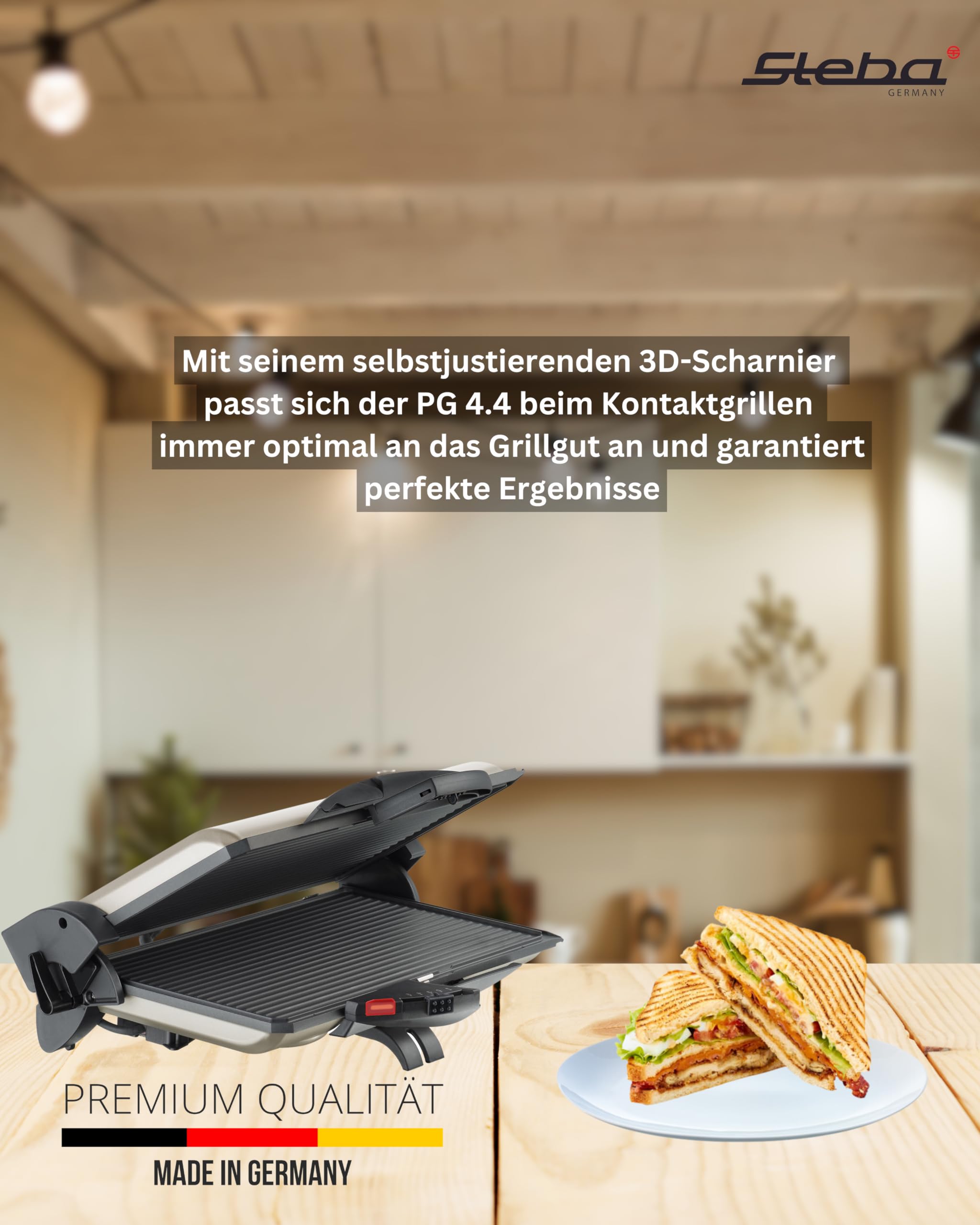 Steba PG 4.4 BBQ Kontaktgrill | Überbacken, Offen Grillen auf doppelter Fläche, Grillfläche: 2 x 37 x 23 cm