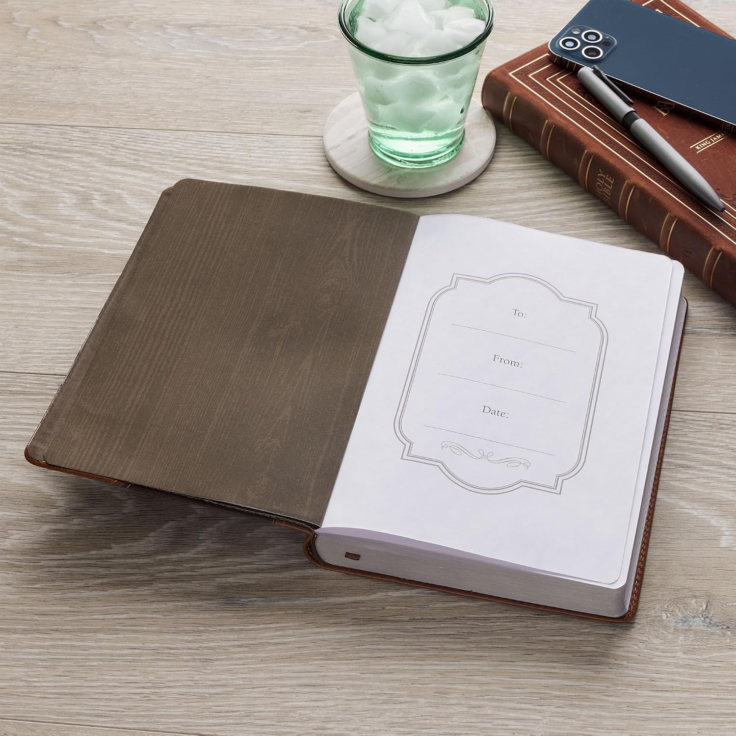 Christian Art Gifts Classic Journal Stand Firm 1 Cor. 16:13 Bible Verse, Inspirational Scripture Notebook, Ribbon Marker, Two-Tone Brown Vegan Leather Flexcover, 336 Ruled Pages, (8.6” x 6.1” x .9”)