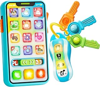 JOYIN Baby Musical Toy Phone and Car Keys Teether Set, 60+ Music and Learning Phrases, Baby Learning Toys 6 Months, Toddler Birthday Gifts for Girs Boy