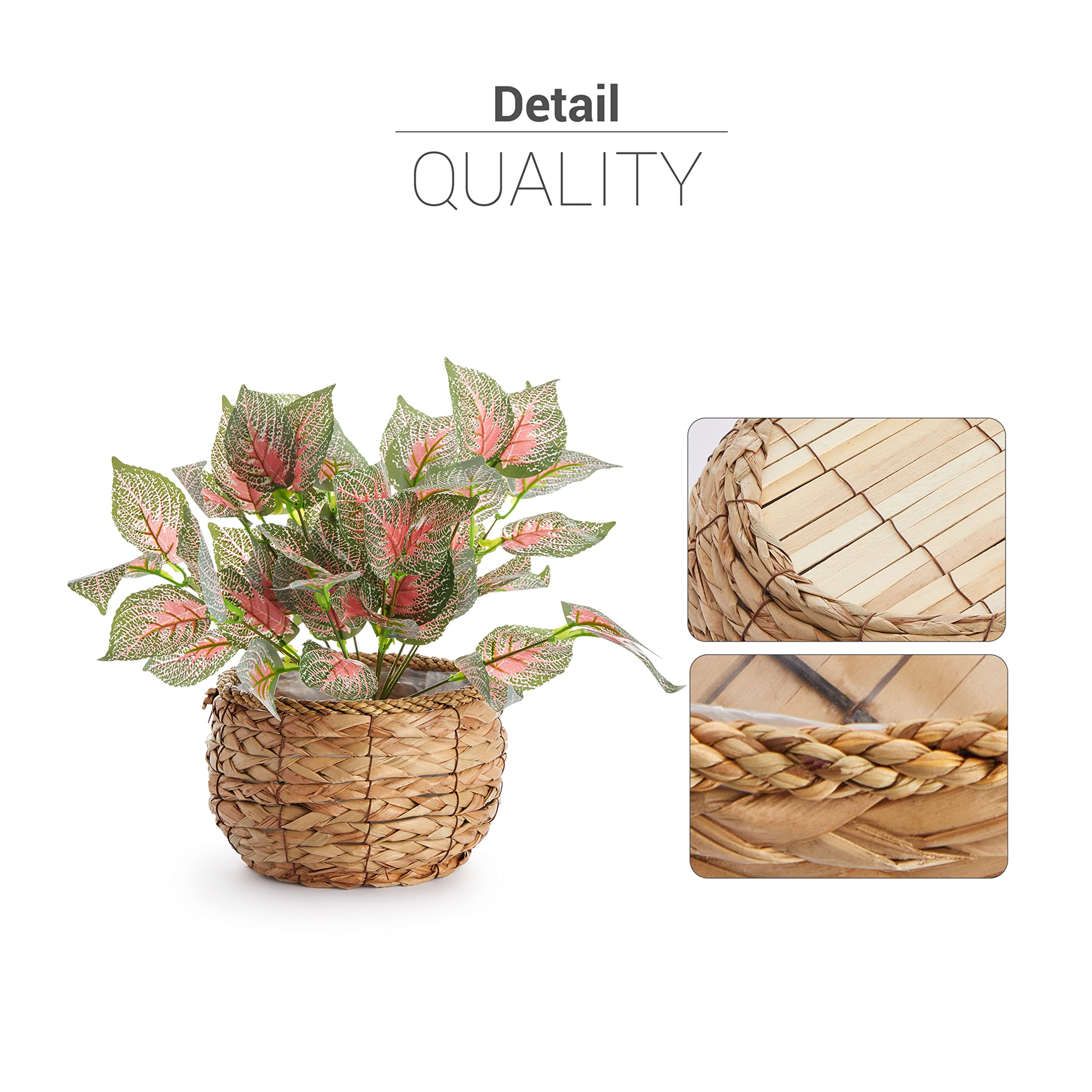 Paco Home Doniczka Os這nka Du瘸 Donica Wn瘲zna Zestaw Wiklina Plecionka Kwiaty Drewno Folia, Kolor:Naturalny, Ustawia si:2pcs Set/Projekt 1