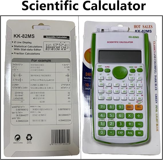 Maths Set Scientific Calculators Protractor and Compass - Basic Stationery Set 240 Functions 2 Line 10+2 Digits,Desk Math for School Protractor and Compass with Rulers and Two Set Squares