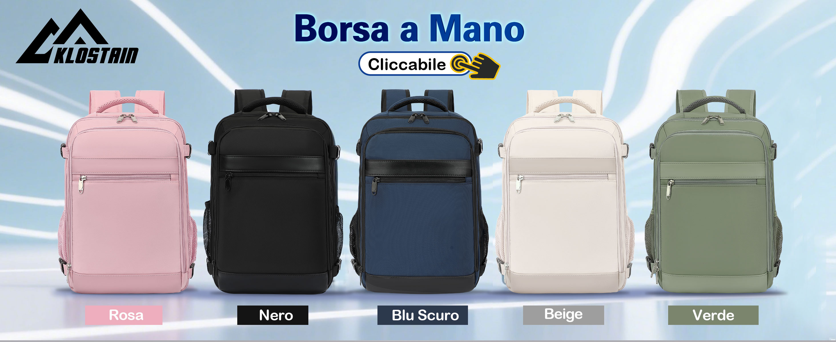 Zaino Da Viaggio KLOSTAIN 55x40x20cm 44L - Bagaglio A Mano Per Aereo, Uomo E Donna, Con Porta PC Fino A 17,3 Pollici - Foto 8