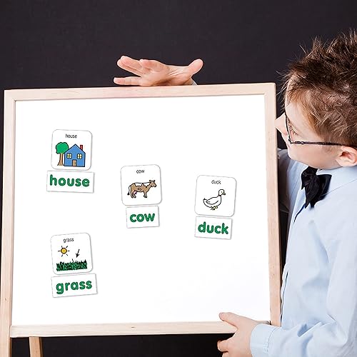 Vista 14 de BARKER CREEK Imanes de aprendizaje para niños, imanes de símbolo de comunicación de imágenes, verbos de alta frecuencia e imanes de palabras
