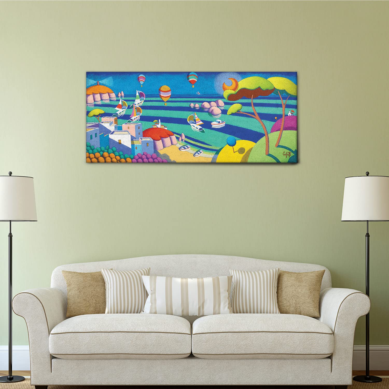 Giallobus - Quadro - Stefano Calisti - Mare d'estate - Tela canvas - 140x60 - Pronto da appendere - Quadri moderni per la casa