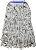 Vista 5 de Winco Cabezal de trapeador comercial de mezcla de polialgodón, extremo en bucle, 24 onzas, color blanco