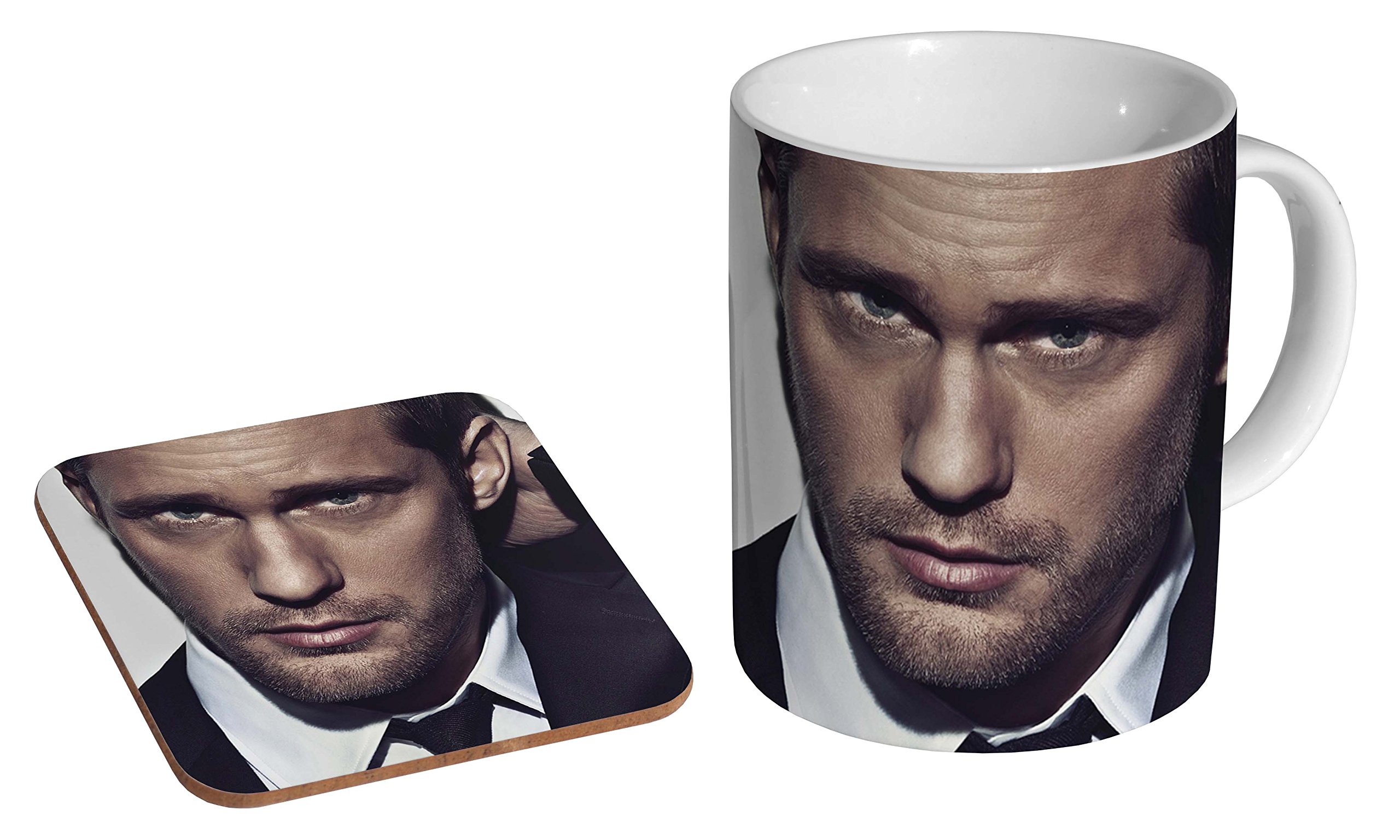 Mugmart White Alexander Skarsgård Skarsgard Ceramic Coffee Mug + Coaster Gift Set …