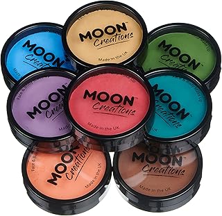 Pro Face & Body Paint Cake Pots by Moon Creations - Adventure Colours Set - Professional Water Based Face Paint Makeup for Adults, Kids - 1.26oz