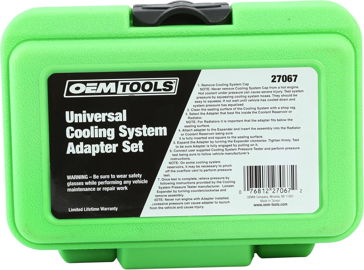 OEMTOOLS 27067 Universal Cooling System Adapter Set, Works with Auto Coolant Pressure Tester to Test Pressure in Most Vehicles, Fits Plastic Reservoirs