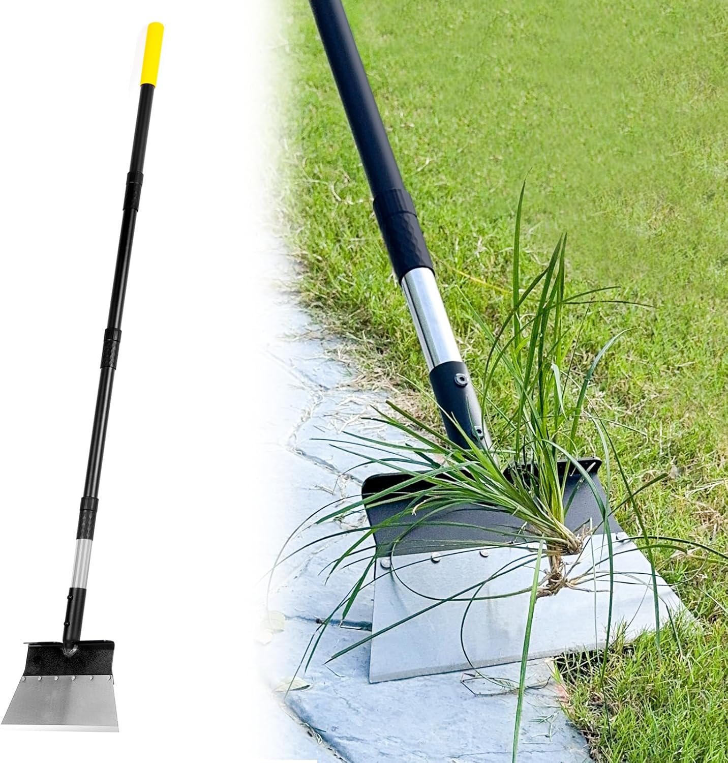 BlumeTrec Heavy Duty Garden Flat Shovel with 60" Adjustable Handle - Multifunctional Scraper for Weeding, Snow Removal, Driveways & Patios