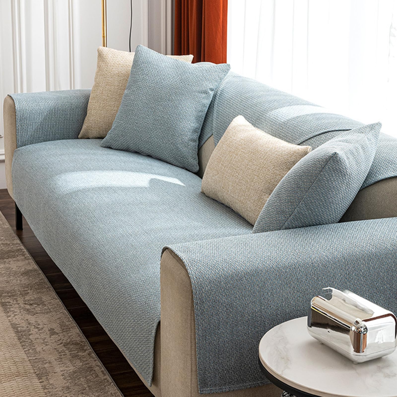 Housse de canapé antidérapante contre les poils de chat et griffures en tissu robuste