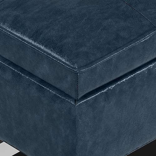 Miniatura 127 de SIMPLIHOME Cosmopolitan - Banco otomano rectangular de transición de 44 pulgadas de ancho con parte inferior abierta en piel sintética vegana gris