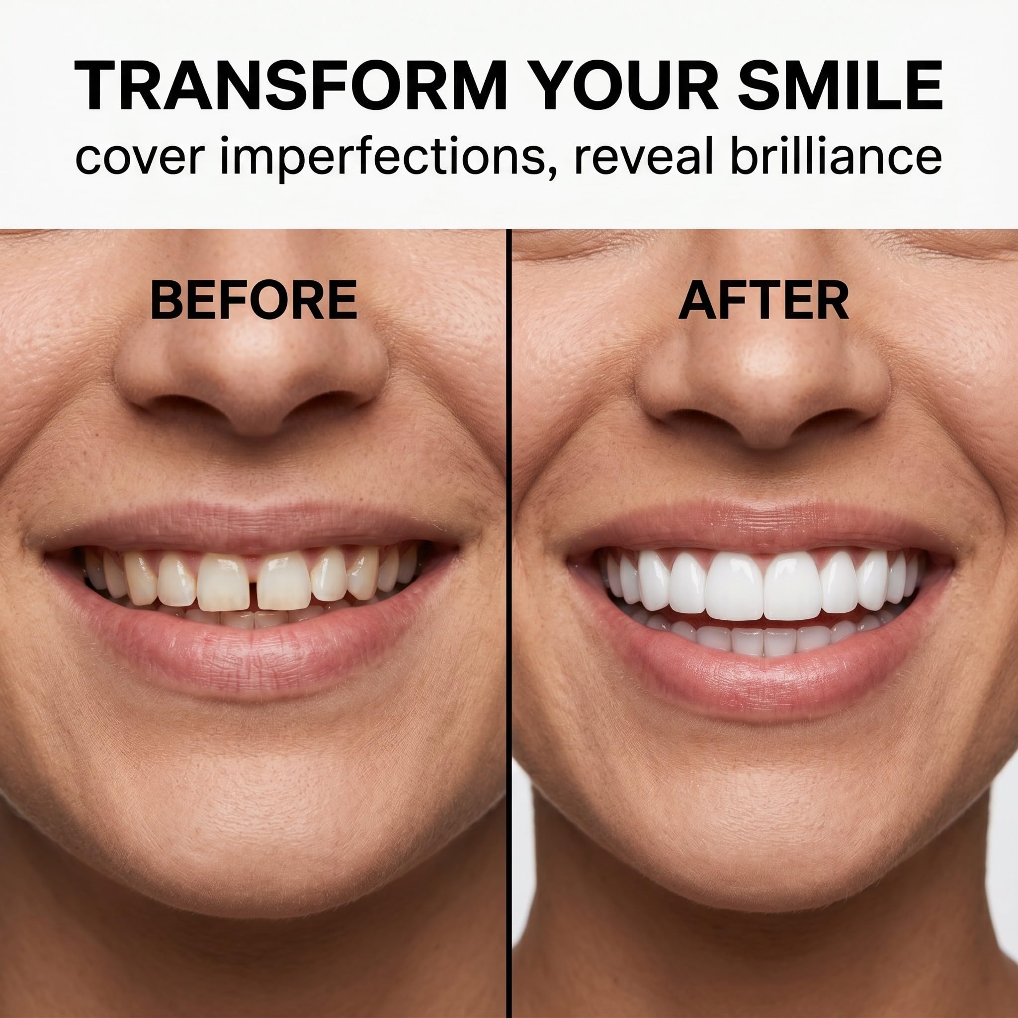 Faccette Denti 2 Coppie, Sistema Adesivo Sicuro per Denti Imperfetti, Trasformazione Sorriso Senza Dolore, Protesi Dentarie Temporanee per Uomini e Donne, Nuovo Arrivo