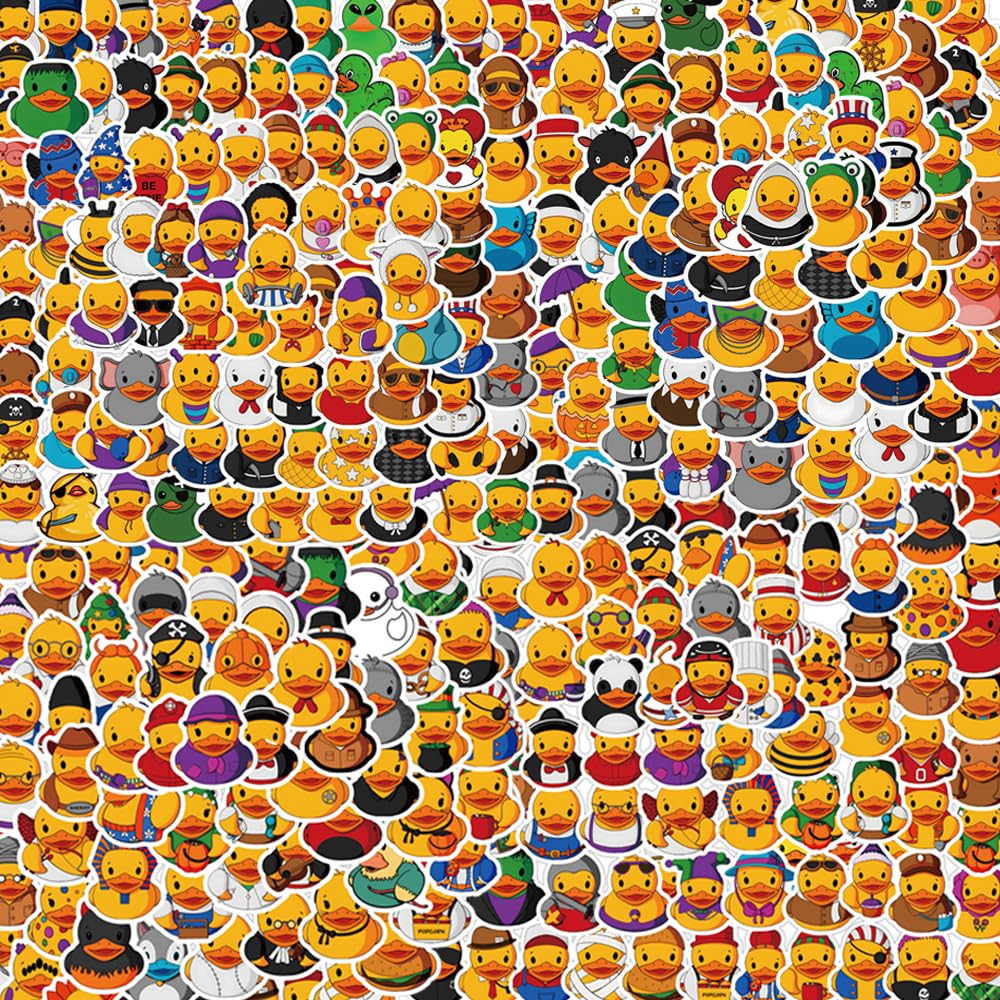 200Pcs Rubber Duck Kawaii Waterproof Stickers Pack | Animals Ducks Unlimited Cool Deacls Graffiti Vinyl for Water Bottle Skateboard Luggage Laptop