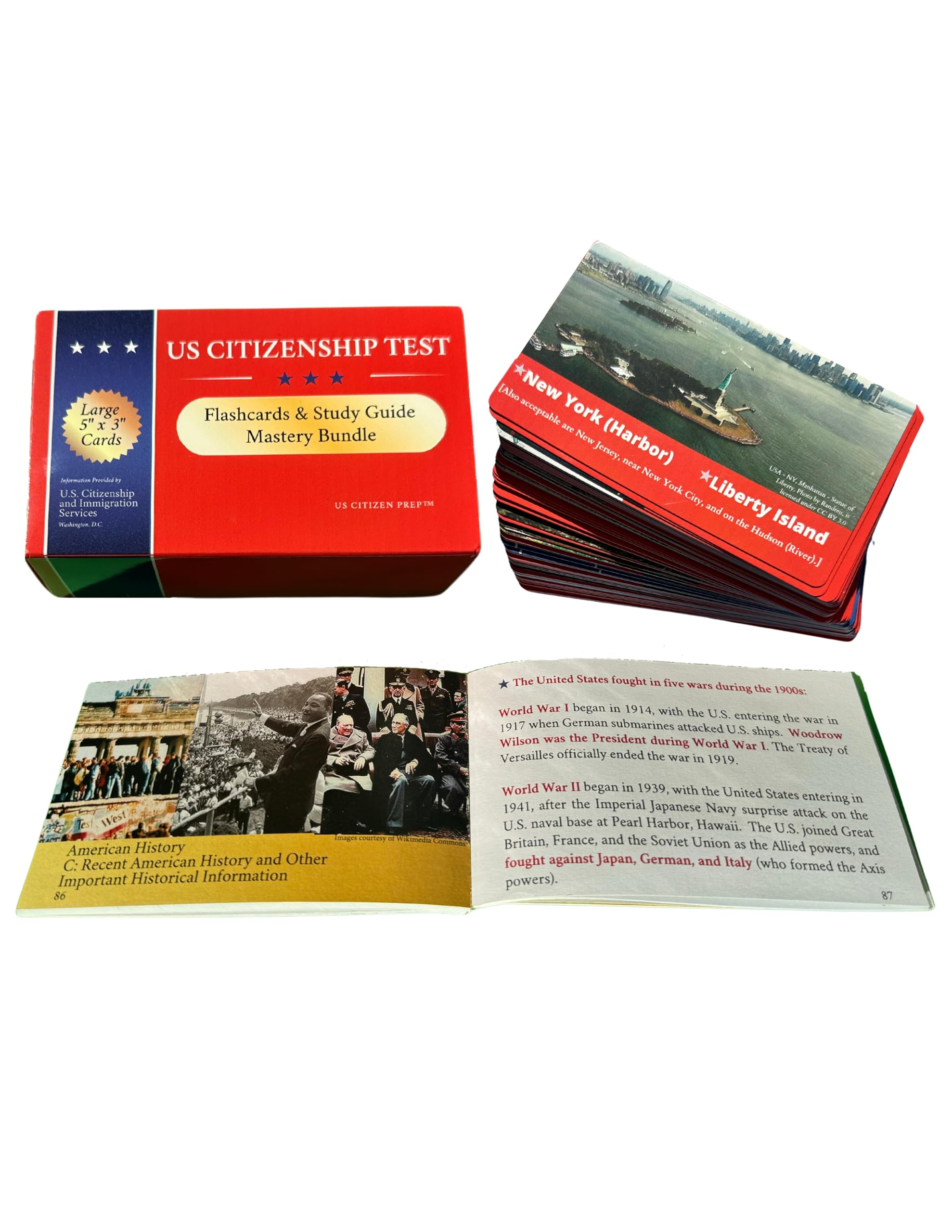 US Citizenship Test Flashcards & Naturalization Test Study Guide Combo Set 2023-2024: 100 USCIS Civics Questions, Large 5 x 3 Inch Cards Plus Companion Civics Guide, QR Code Updates, Bonus Resources