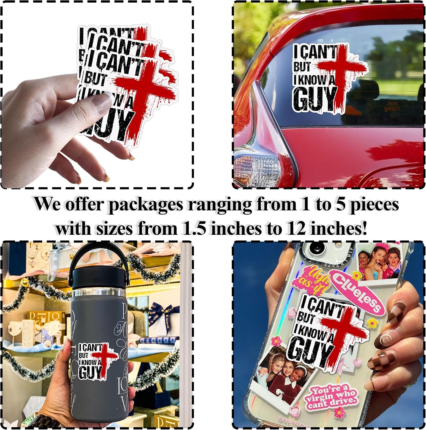 3 Pack I Cant But I Know A Guy Sticker Funny Christian Jesus Cross Quote Vinyl Decal Waterproof UV Resistant Religious Faith Humor Laptop Water Bottle Car Window 2 Inch image 2