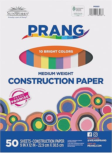 Prang (Formerly SunWorks) Construction Paper, 10 Assorted Colors, 9″ x 12″, 50 Sheets