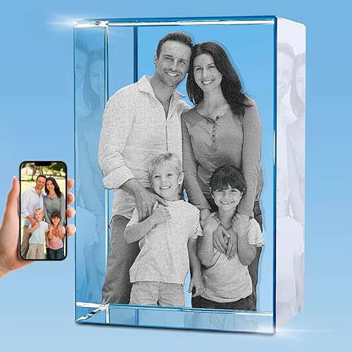 HAN'S LASER Foto de Cristal 3D, Regalo Personalizado con Tu Propia Foto, Navidad Única, Cumpleaños, Boda para Mujeres, Regalo Conmemorativo, Retrato