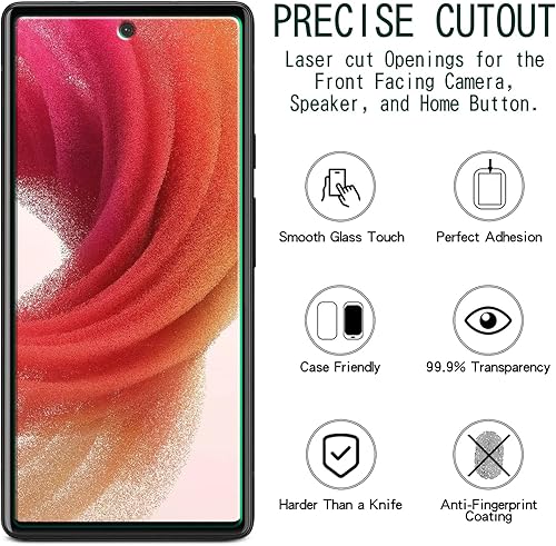Miniatura 2 de KAREEN Paquete de 2 Protector de pantalla para Google Pixel 6A 5G vidrio templado, dureza 9H, sin burbujas, antiarañazos, compatible con fundas