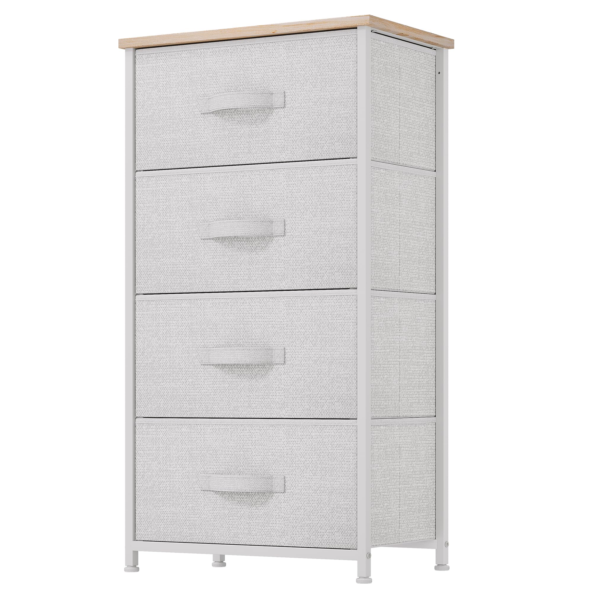 YITAHOME Chest of Drawers with 4 Drawers, Fabric Dressers with Easy Pull Handle,Sturdy Steel Frame,Storage Drawers for Bedroom, Closet, Clothes, Light Grey