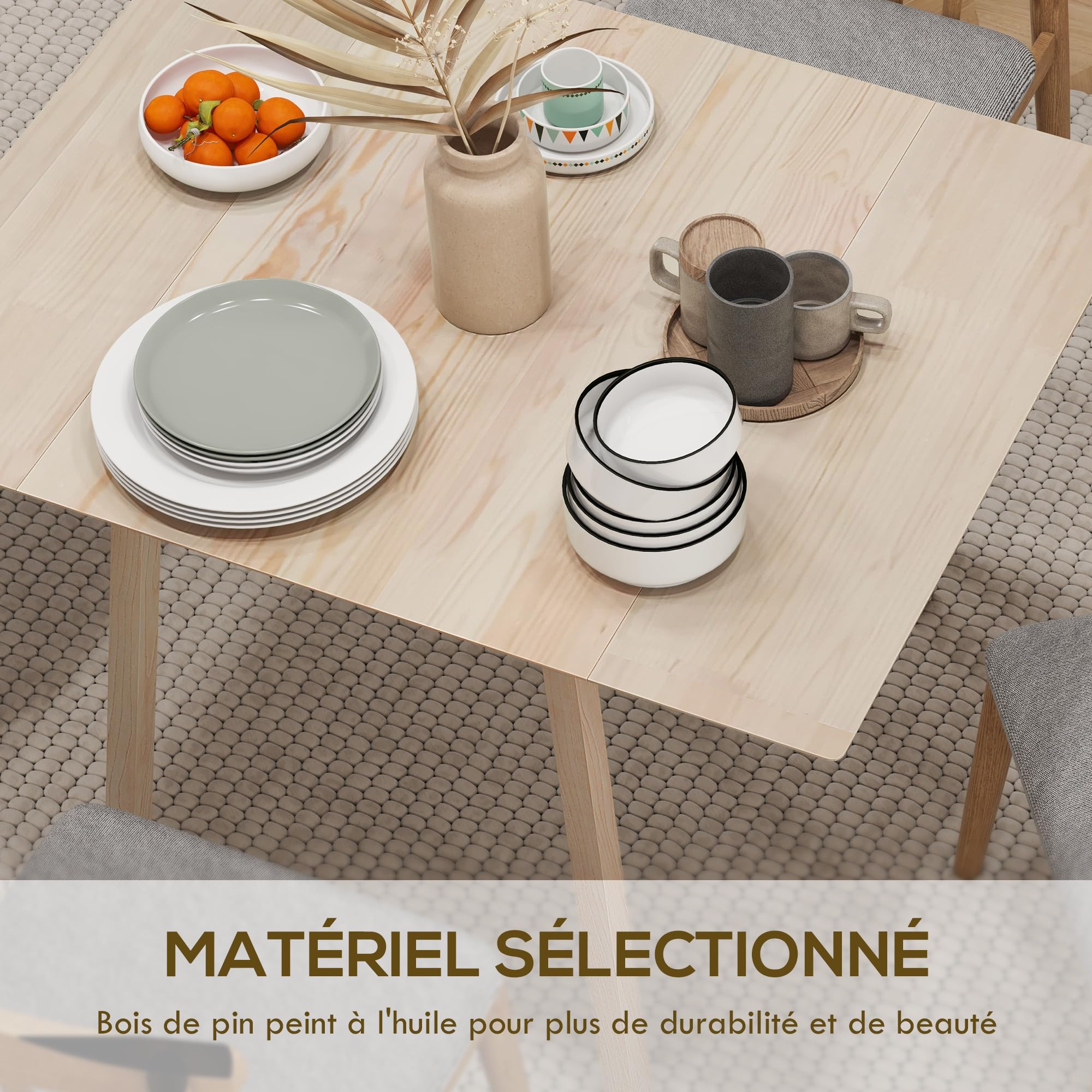 HOMCOM Table de Cuisine Pliable Table à Manger Pliante avec Plateau Rabattable en Bois pour 2 à 4 Personnes, Bois Naturel