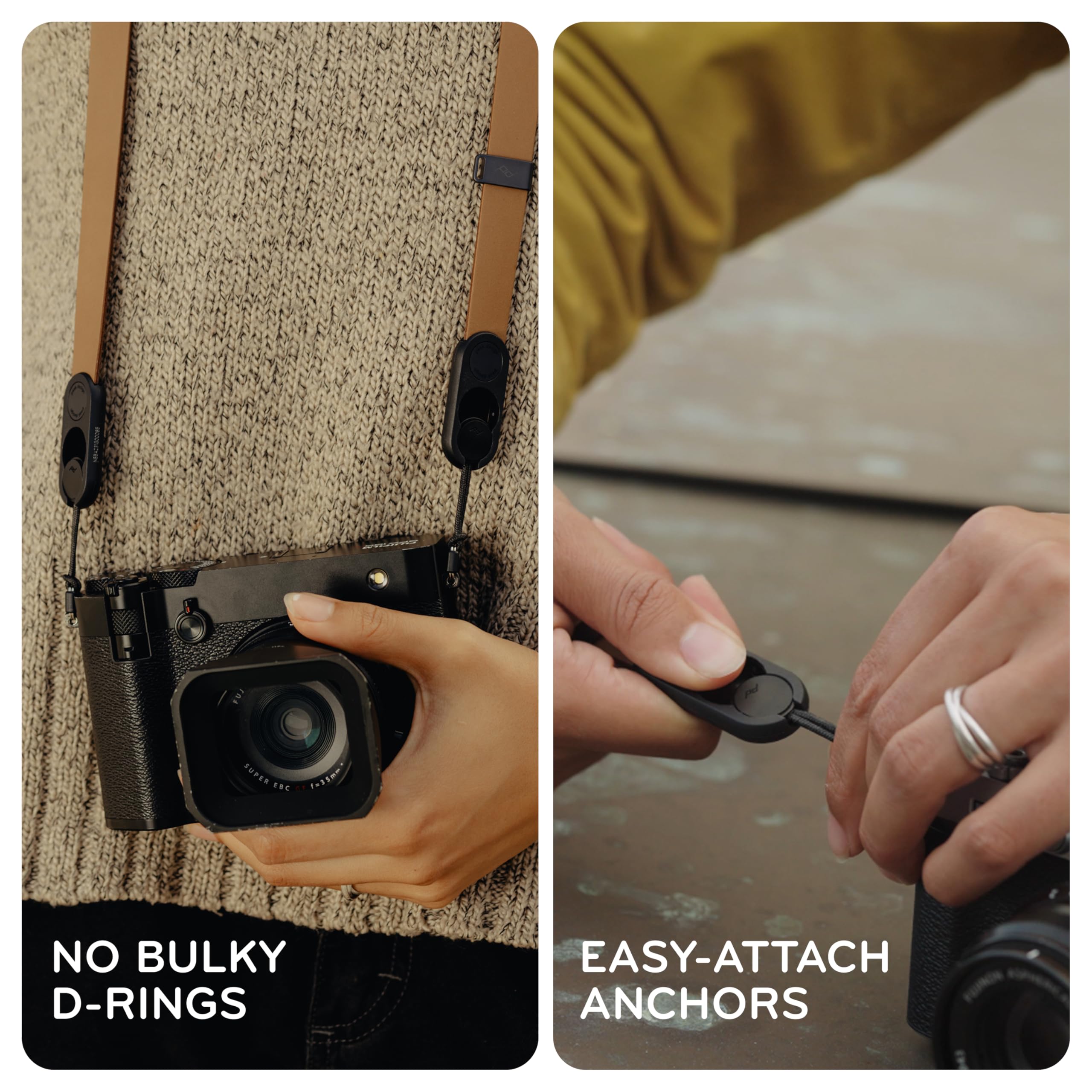 Peak Design Leather Form Kameragurt Schwarz Vollnarbig 46,65 Zoll Standard Cross-Body, Feste Länge, Schnellverschluss & Verbindung, Integrierte Hardware, 90.7 kg Kapazität, Kameragurte für Fotografen