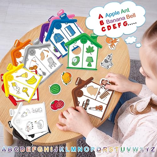 Miniatura 3 de Torlam Juguetes magnéticos de clasificación de color, juegos del alfabeto, aprendizaje de letras ABC, forma de color, a juego, imanes de nevera para