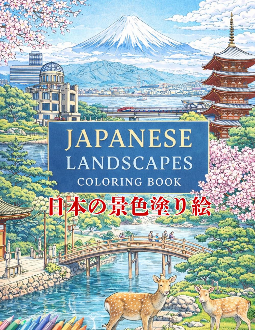 日本の景色塗り絵