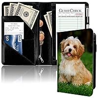 Vista 7 de Libros de servidor personalizados para camarera, diseña tu propia cartera de mesero con bolsillo con cremallera, lindo organizador de libro