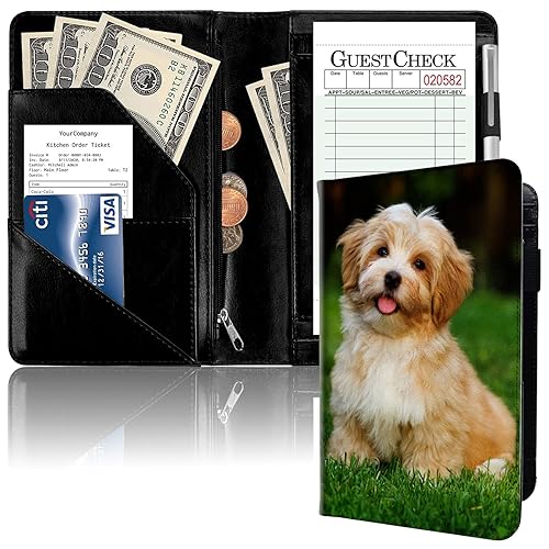 Miniatura 7 de Libros de servidor personalizados para camarera, diseña tu propia cartera de mesero con bolsillo con cremallera, lindo organizador de libro