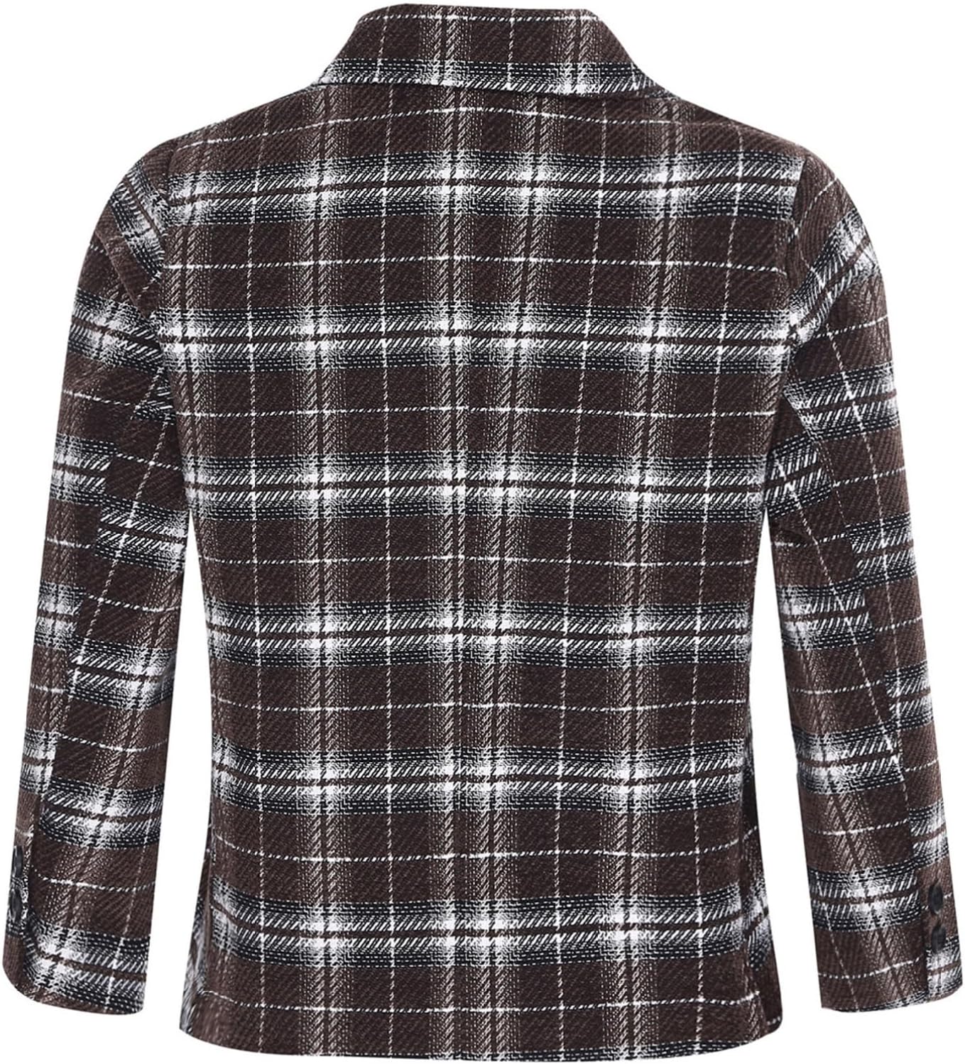 Kids Boys Lapel Long Sleeve Plaid Blazer Suit Jacket, Double Breasted, Fully Lined & Flap Pockets