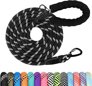 Schleppleine für Hunde, 5m.10m, 20m, 30m, Nylon Reflektierend Lang Robuste Hundeleine, mit Gepolstertem Griff, laufleine für große Hunde (Schwarz, 3M*1CM)