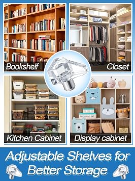 Apipi 100 Pcs Clear Shelf Support Pegs for Cabinet Furniture Book Shelves | 5 mm Cabinet Shelf Clips, Shelf Holder Pins Bracket Steel Pin